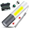 Linterna LED potente transfronteriza, recargable, multiusos, de largo alcance, portátil, ultrabrillante, para uso doméstico, pequeña, mini, portátil, luz lateral.