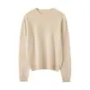 Nuevo Suéter de Cachemira para Mujer Otoño/Invierno 2026, Cachemira Pura de Cabra, Manga Larga, Cuello Redondo, Top Versátil, Suéter de Punto Cálido, Engrosado