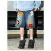 Jeans Bordados Americanos High Street 2025 Marca de Moda Elegante Socialité Verano Elegantes Holgados Versátiles Pantalones de Cinco Puntos para Mujer