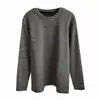 Camiseta de Manga Longa Solta com Listras Finas Outono e Inverno Nova Aveludada Espessada Pulôver Quente Semelhante a Caxemira Moda Elegante Top