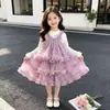 Vestido para niña, nueva colección otoño 2026, lindo top tipo camisola y vestido de malla tipo pastel, conjunto de dos piezas