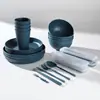 Set Creativo Portátil de Cuchillo, Tenedor, Cuchara y Palillos de Paja de Trigo Transfronterizo para Estudiantes y Trabajadores de Oficina, Vajilla de Almacenamiento para Viajes al Aire Libre