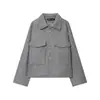 Aliexpress 2025 Outono e Inverno Novo Europeu e Americano Transfronteiriço Feminino Casual Jaqueta de Lã com Bolso Grande e Zíper com Toque de Alto Padrão