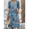 Vestido Longo Casual de Férias Novo Moda Europeia e Americana Transfronteiriço com Bolsos, Acabamento em Renda, Decote V, Manga Curta para Mulheres 2025