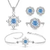 Transmisión en vivo súper ventas gema de color corte flor de hielo diamante de alto carbono engaste de corona para mujer anillo pendientes collar chapados en oro real set de tres piezas