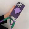 Case de Celular com Cordão de Roxo Escuro Monstro Suporte Cruzado para Apple 15/14promax iPhone13 Premium 12/11 Mulheres