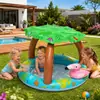 Alberca Inflable para Niños con Dosel, Alberca de Juego de Agua con Flamenco de Dibujos Animados, Alberca de Juego para Bebés al Aire Libre con Protección Solar
