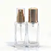 Em Estoque Frasco de Vidro Transparente Quadrado de 30ml para Base Líquida, Frasco com Bomba para Essência e Loção, Frasco Dispensador de Perfume Cosmético