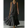 Tienda Independiente Amazon 2026 Verano Nuevo Transfronterizo Dobladillo Grande Sin Mangas Color Sólido Vestido Suelto para Mujer