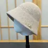 Sombrero de Pescador de Punto de Mezcla de Lana para Exteriores Nuevo Otoño/Invierno para Mujer, Cálido, Protección para Orejas, Adelgazante Facial, Sombrero de Cubo, Sombrero de Cuenca, Moderno