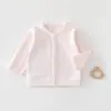 Cardigã de Bebê Estilo Primavera e Outono Manga Longa Top Classe A Roupa Externa para Bebê Veludo Macio Algodão Cor Sólida Roupa Externa Casual Roupas de Outono
