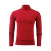 Camiseta Base Casual de Color Sólido para Hombre, Talla Grande Europea, Nueva para Primavera y Otoño, Manga Larga, Cuello Semi Alto, 10 Colores T01