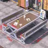 Juego Integrado de Mesa y Sillas para Exteriores para Plaza Comercial, Mesa y Sillas de Ocio para Patio, Parque al Aire Libre con Protección Solar, Mesa y Sillas de Comedor de Madera Plástica