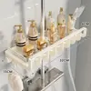 Estante para Ducha de Baño, Soporte para Barra de Ducha de Baño, Bandeja de Almacenamiento para Champú y Gel de Ducha de Baño
