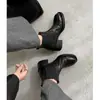 Botines Chelsea de piel genuina con punta cuadrada y suela gruesa para mujer, nueva colección de invierno 2026, con tacón grueso, estilo británico y un diseño retro a la altura del tobillo