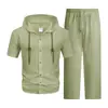 Verano 2026 Transfronterizo Amazon Traje Deportivo Casual 3D para Hombre Camisa de Manga Corta con Capucha Plisada Pantalones Sueltos