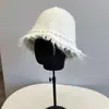 Chapéu Bucket de Malha com Mistura de Cashmere Estilo Japonês para Mulheres, Quente para Outono e Inverno, Cor Sólida, Único Desgastado, Tendência