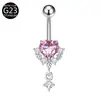 Nuevo Anillo de Ombligo de Titanio G23 Rosa Lazo Corazón Mariposa Gota de Agua Colgante F136 Aleación de Titanio Clavo de Ombligo