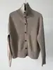 Cárdigan de Punto con Hilo Jaspeado Retro 100% Lana Cuello Alto de Botones Individuales para Mujer 26 Diseño Otoño/Invierno Suéter Abrigo
