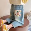 Calça Jeans Feminina Primavera e Outono Novo Estilo Calça Estilosa para Criança Versão Coreana Calça Pai para Menina Crianças Versátil