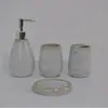 Conjunto de Quatro Peças Cerâmica Azul e Branco Liso Bonito para Banheiro Frasco de Loção Copo para Boca Porta-Escova de Dentes Lavar