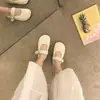 Zapatos Retro Redondos Marrón Café Peludos para Mujer para Otoño e Invierno, Mocasines Planos Mary Jane de Lana Estilo Hada para Maternidad