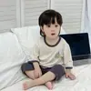 Pijama de Verano para Niños y Niñas Ropa de Casa Transpirable Fina para Bebé Traje de Verano para Bebé Transpirable de Tres Cuartos