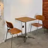 Cafetería Estilo Log Tienda de Té con Leche Mesas y Sillas Tienda de Snacks Cafetería Ocio Horneado Mesa de Tablero Marino Hierro Forjado