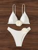 Bikini triangular con estampado floral para mujer, traje de baño dividido, estilo europeo y americano, SH126