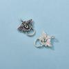 Colgante de flor de hibisco de doble anillo retro de plata de ley 925, cuerda trenzada hecha a mano, accesorios de plata DIY con cuentas, accesorios para pendientes de solapa prensada