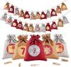 2025 Novo Calendário do Advento de Natal Saco de Presente Contagem Regressiva 24 Sacos Penduráveis Cordão Doce Pacote Bolso Conjunto