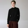 Suéter de cachemira para mujer con cuello semialto y mangas raglán, jersey holgado y suave para otoño, color liso, adecuado para ir al trabajo, top de punto básico