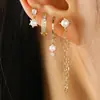Pendientes asimétricos de estrella y luna de Amazon, superventas entre Europa y Estados Unidos, traje de tres piezas, pendientes de circonita de moda, pendientes con hebilla