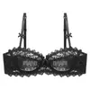 Roupa Íntima Sexy Feminina Europeia e Americana Transfronteiriça Meio Copo Ultrafina Renda Bordada Solúvel em Água Sutiã para Seios Pequenos Mostrar Sutiã Push-Up