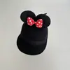 Gorro para Niña Otoño e Invierno Lindo Lazo de Minnie Gorra con Visera para Bebé Gorro de Lana Caliente para Niñas