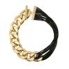 [6 Colores Disponibles] Collar de Cordón de Cera Mezclado con Aleación de Eslabones de Aluminio con Cierre en T, Especial de Venta al Mayoreo para Comercio Electrónico Transfronterizo