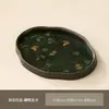 Bandeja de Té de Cristal Estilo Chino Begonia, Soporte para Tazas de Té Color Nogal, Bandeja Pequeña para Té Seco, Bandeja de Almacenamiento para Sala de Estar del Hogar