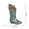 Insignia bordada con elementos vaqueros retro americanos, botas de cowboy florales, cactus, ropa de marca moderna, pegatina adhesiva