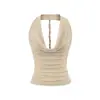 Top de tirantes estilo Pure Desire con cuello halter y espalda cruzada sin tirantes para mujer 2026 Ropa de verano sin espalda sin mangas