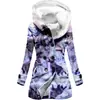 Gabardina para Mujer, Estilo Europeo y Americano, Abrigo con Capucha Engrosado de Invierno con Estampado de Copos de Nieve 3D, Venta al por Mayor, Corte Ajustado para Figuras Petite