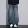 Novos jeans retro americano de alta rua para homens, calças retas largas da moda, calças largas curvas da marca da moda para homens