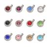 En stock accesorios de joyería DIY 6.5mm doble argolla piedra natal Copa Diamante colgante mayoreo acero inoxidable piedra de cumpleaños 12 meses