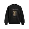 Moletom com Capuz Redondo Patchwork Estampa de Retrato Ilustração Americana Casual Solto Primavera Outono Estilo Masculino Vibe Streetwear Pulôver Americano