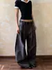 Calça de Alfaiataria Fluida de Cintura Alta para Mulheres, Primavera 2026, Calça Elegante de Corte Reto para Figuras Baixas, Calça Casual Versátil de Barra Larga até o Chão, Moderna