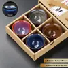 Taza de cerámica simple con cambio de horno para oficina en casa, taza de té con regalo hecho a mano, juego de té kung fu, taza de té, caja de regalo portátil