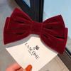 Horquilla de terciopelo con lazo grande para mujer, accesorio para el pelo de celebridades de Internet de Corea del Sur, elegante horquilla con pinza de pico de pato, accesorio para la cabeza