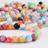 Cuentas Redondas de Resina Manchadas de Caramelo de Dos Colores Cuentas Sueltas Agujero Recto Material Hecho a Mano para DIY Cuentas Pulsera de Cuentas Accesorios de Joyería