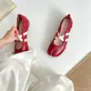 Sapatilhas Split-Toe Planas para Mulheres, Novo Estilo Outono Sapatos Mary Jane de Couro Macio, Sapatos Femininos Raso Estilo Retrô Francês