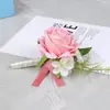 Conjunto de Flor de Muñeca para Novia de Lujo Ligero Estilo Coreano y Ramillete para Novio para Fiesta de Graduación Prom Ramillete de Rosa