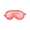 Antifaz de Encaje con Volantes de Seda Sintética para Viajes al Aire Libre, Siestas, Bloqueo de Luz para Dormir, Protección Ocular para Mujer, con Logo Impreso